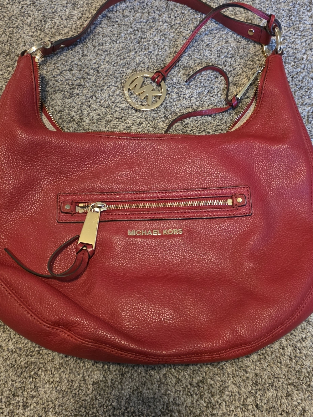 Michael Kors Red Leather Hobo Bag